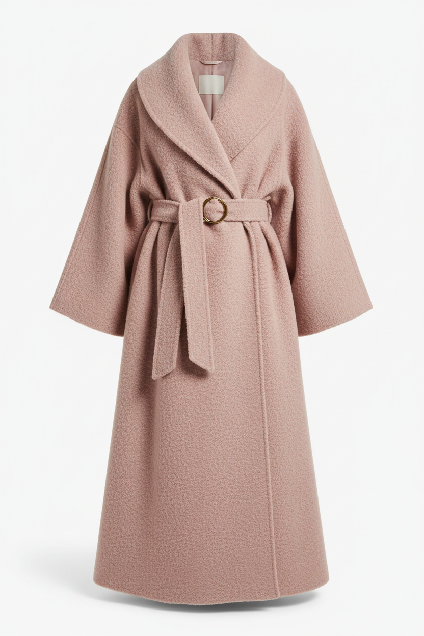Women's 100% Wool Oversized Wrap Coat | Floor-Length Shawl Collar