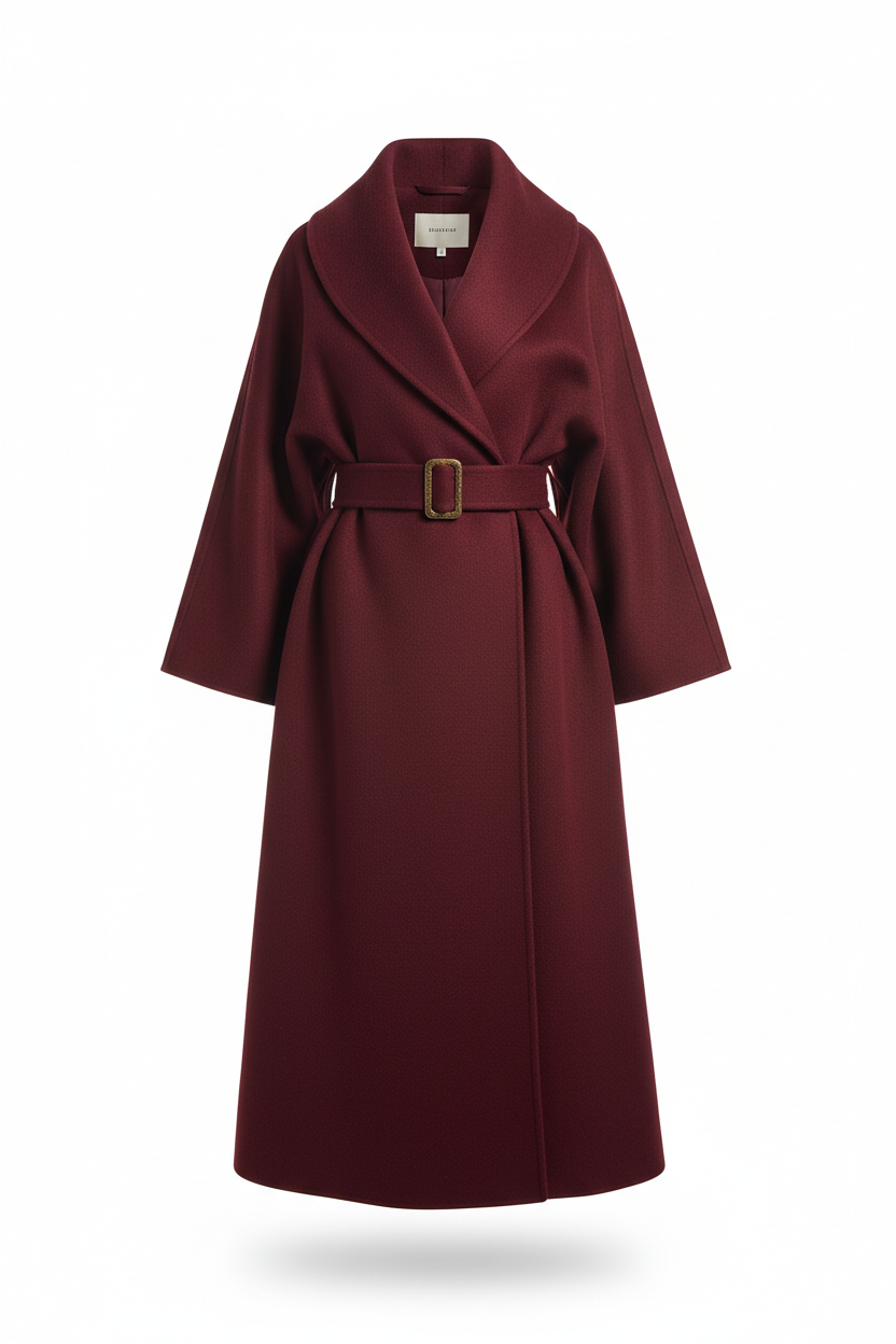 Women's 100% Wool Oversized Wrap Coat | Floor-Length Shawl Collar