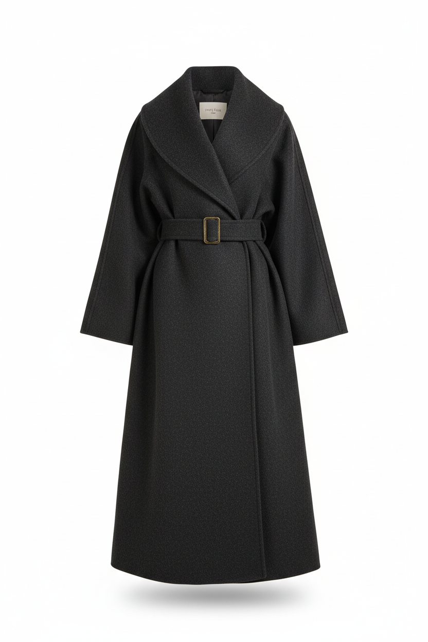 Women's 100% Wool Oversized Wrap Coat | Floor-Length Shawl Collar