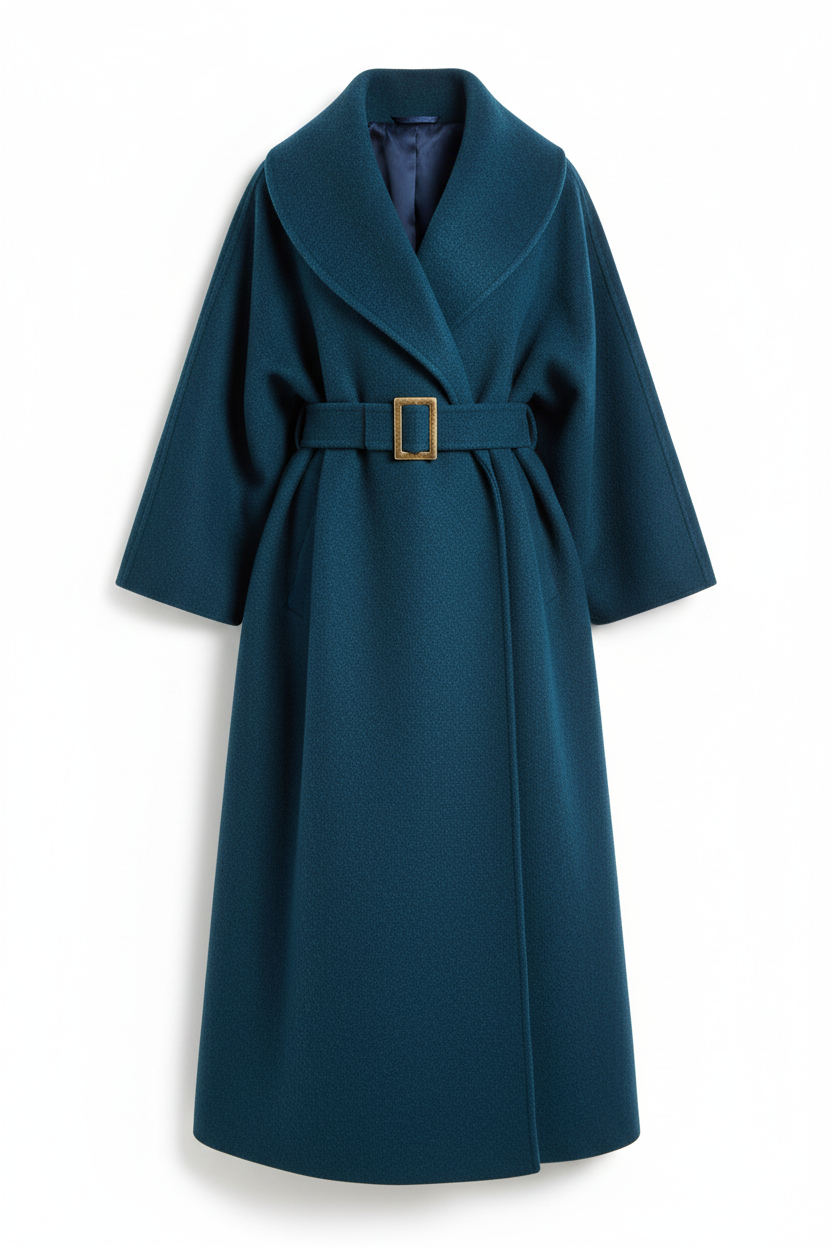 Women's 100% Wool Oversized Wrap Coat | Floor-Length Shawl Collar