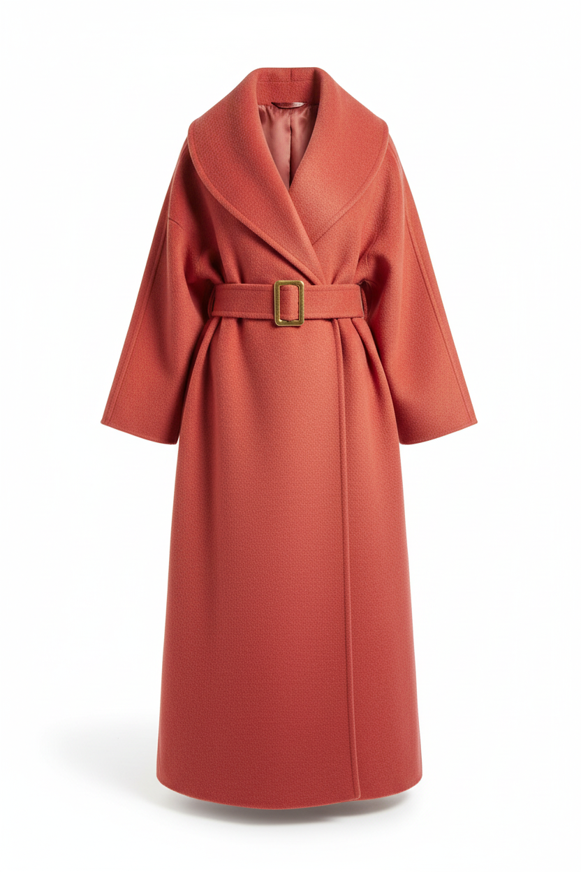 Women's 100% Wool Oversized Wrap Coat | Floor-Length Shawl Collar