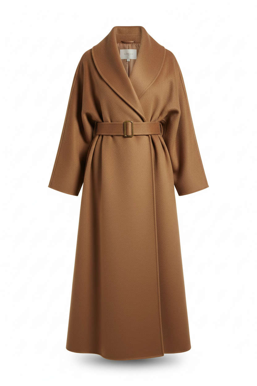 Women's 100% Wool Oversized Wrap Coat | Floor-Length Shawl Collar
