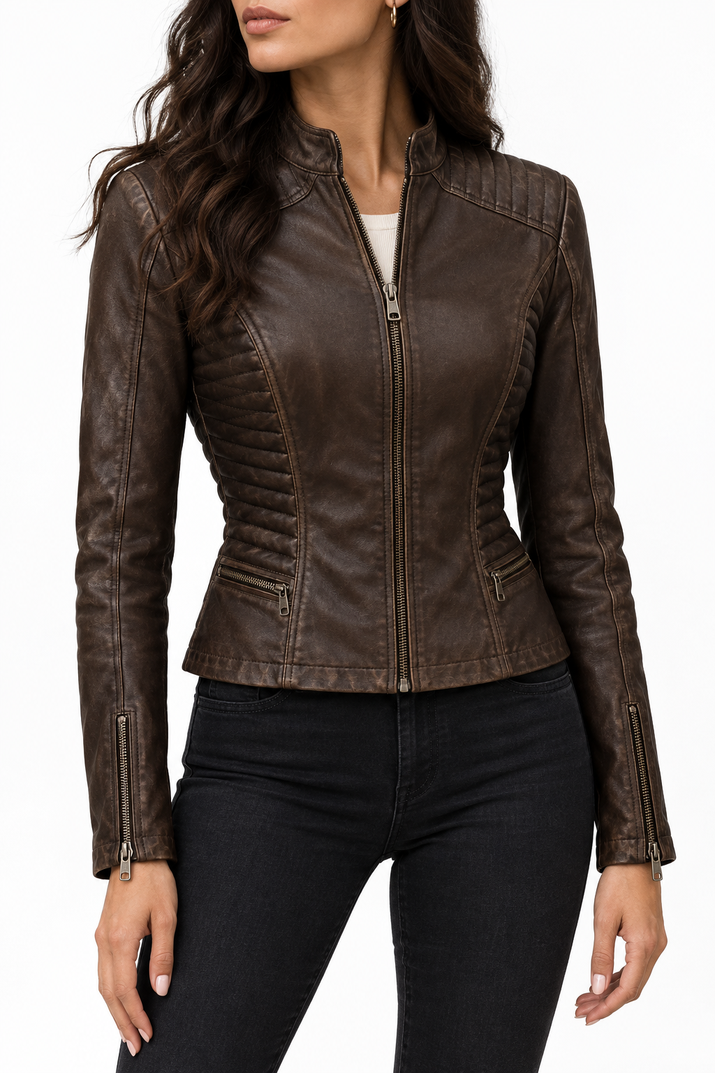 Three-quarter jacket view on a new model