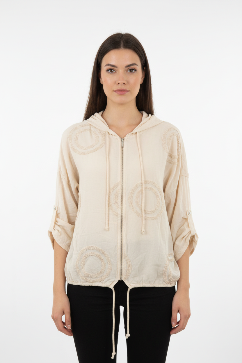 White Bomber Jacket on Model