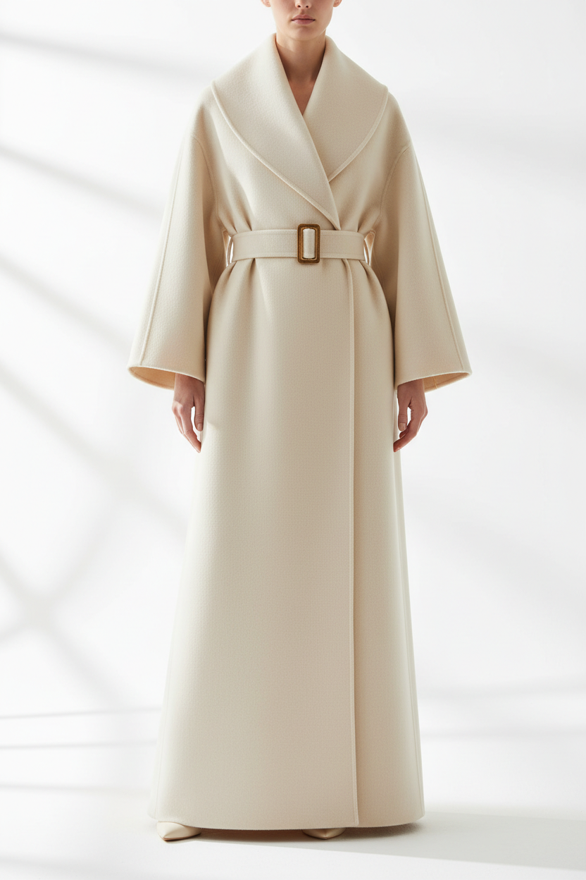 Wrap coat model standing