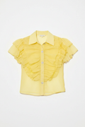 Yellow Ruffle Blouse Flat Lay